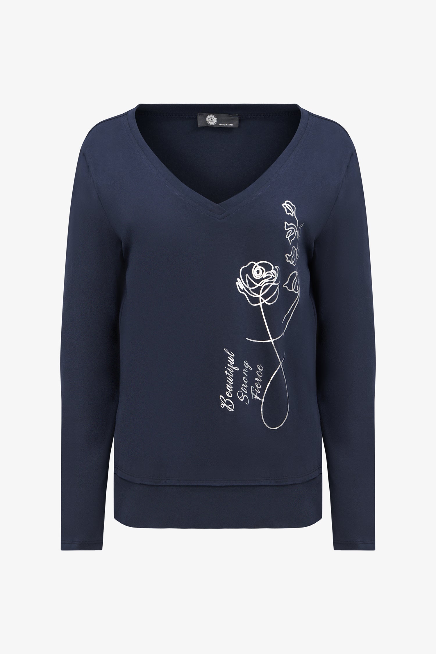 Embroidered Rose V-Neck