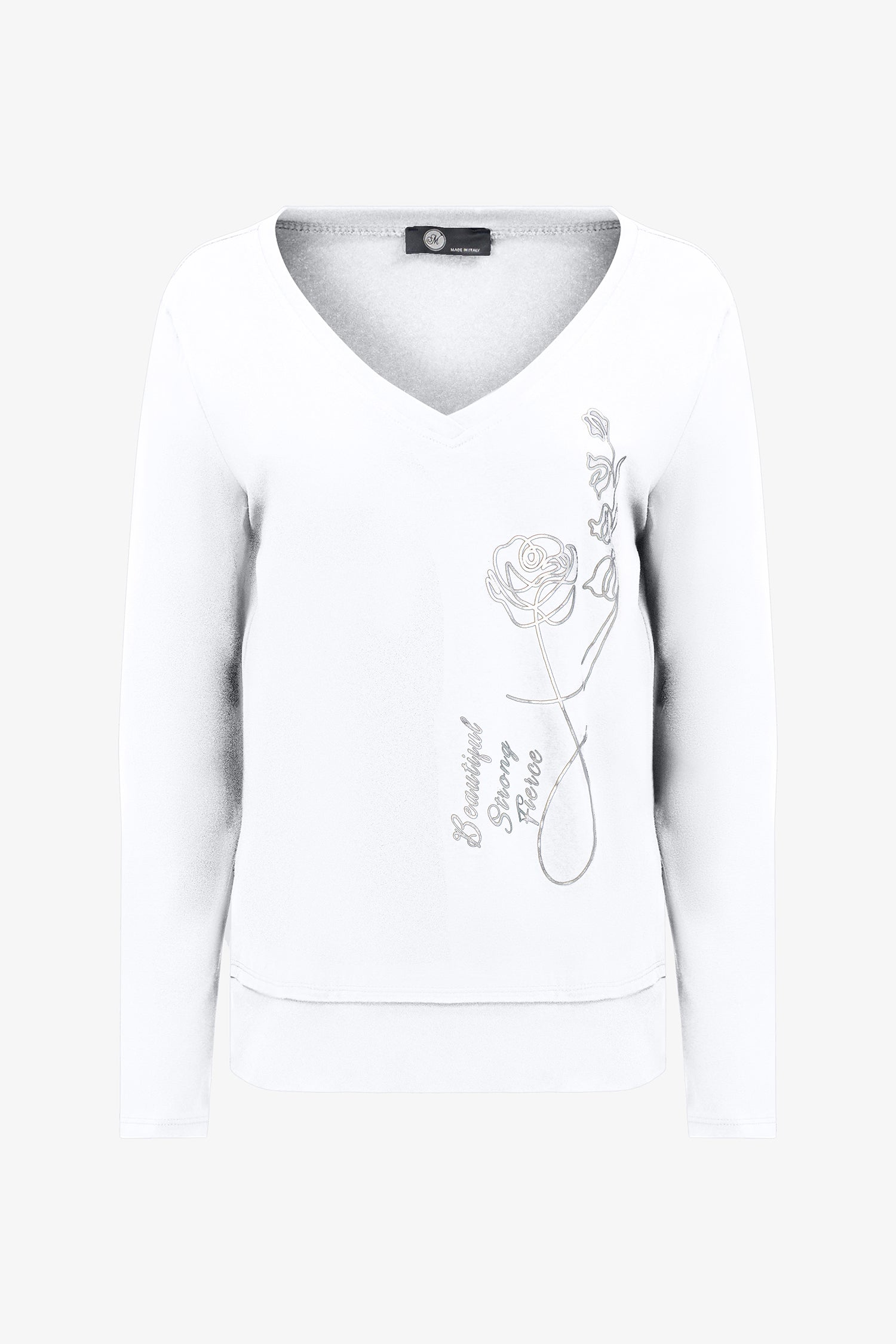 Embroidered Rose V-Neck