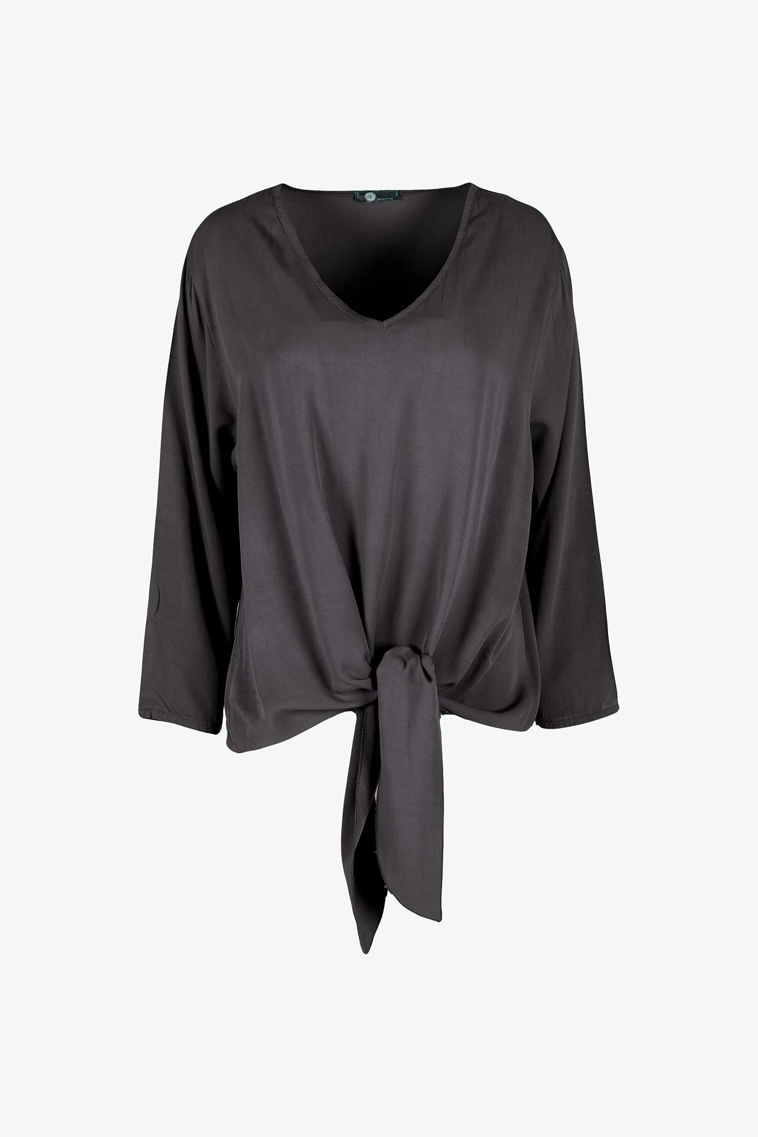 Front Tie V-Neck Blouse