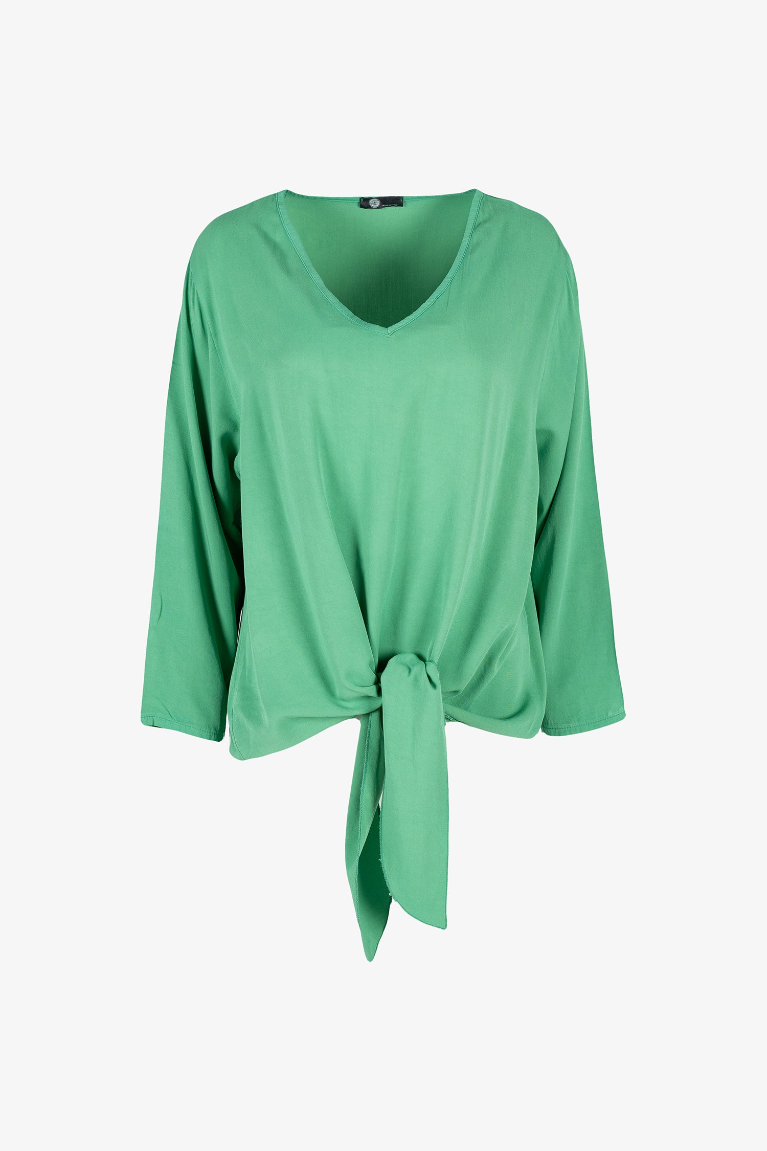 Front Tie V-Neck Blouse