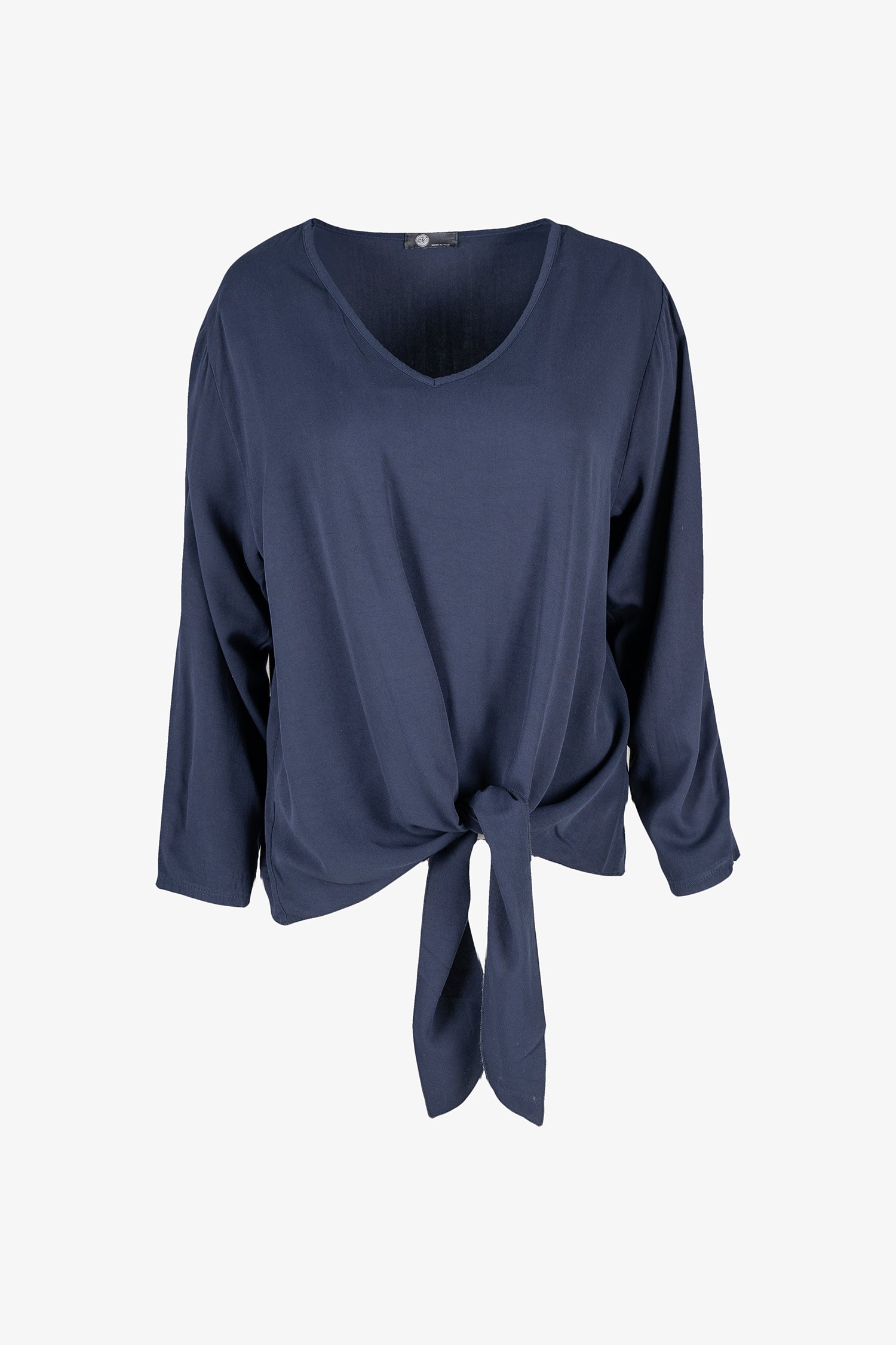 Front Tie V-Neck Blouse