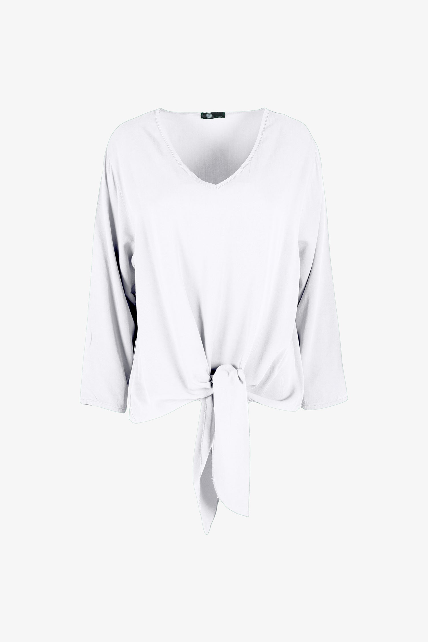 Front Tie V-Neck Blouse