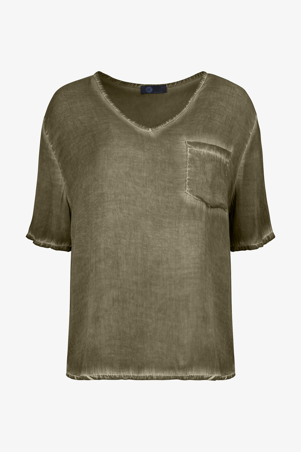 Raw Edge Satin Pocket Tee