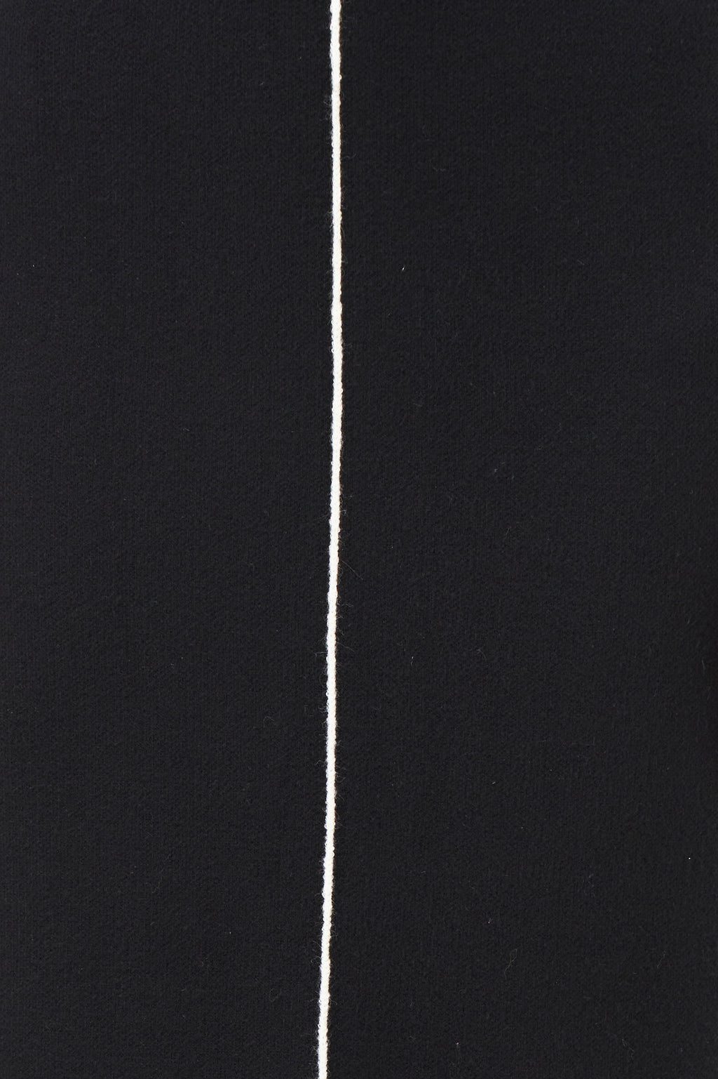 Black knit pencil skirt with front contrast seam detail, crafted in soft stretch rayon blend for a sleek, modern silhouette.
