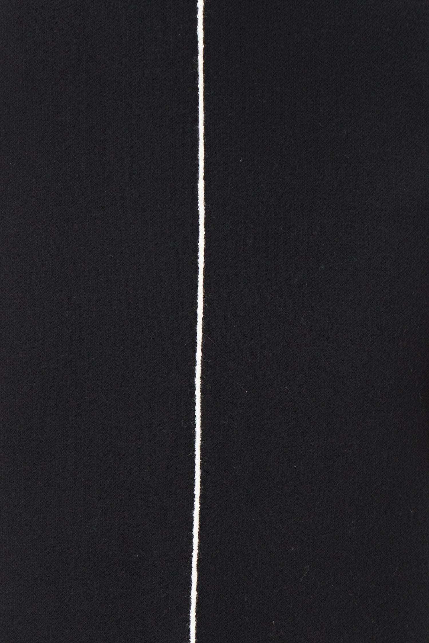 Black knit pencil skirt with front contrast seam detail, crafted in soft stretch rayon blend for a sleek, modern silhouette.