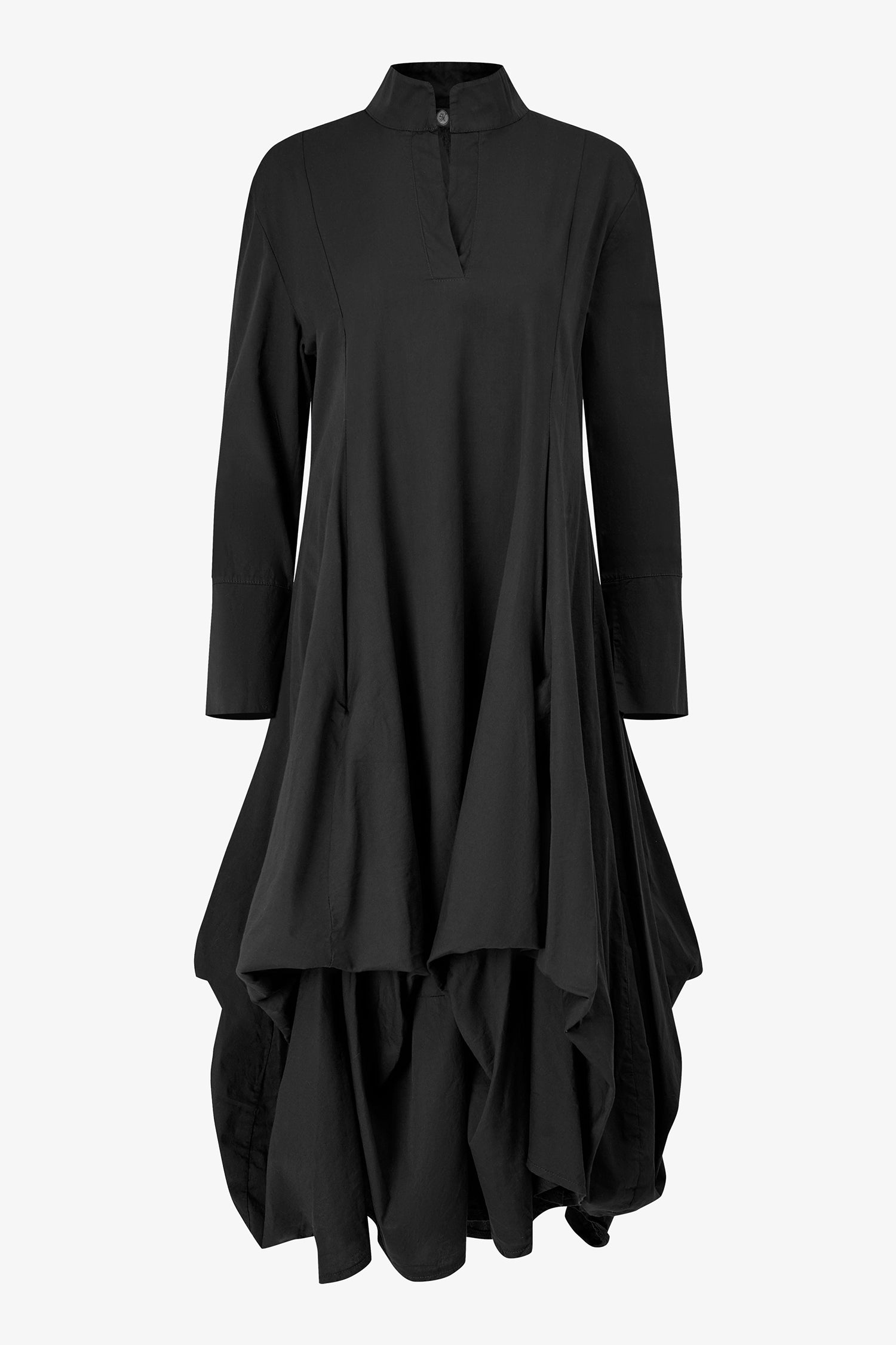 Draped Collar Shirt Dress