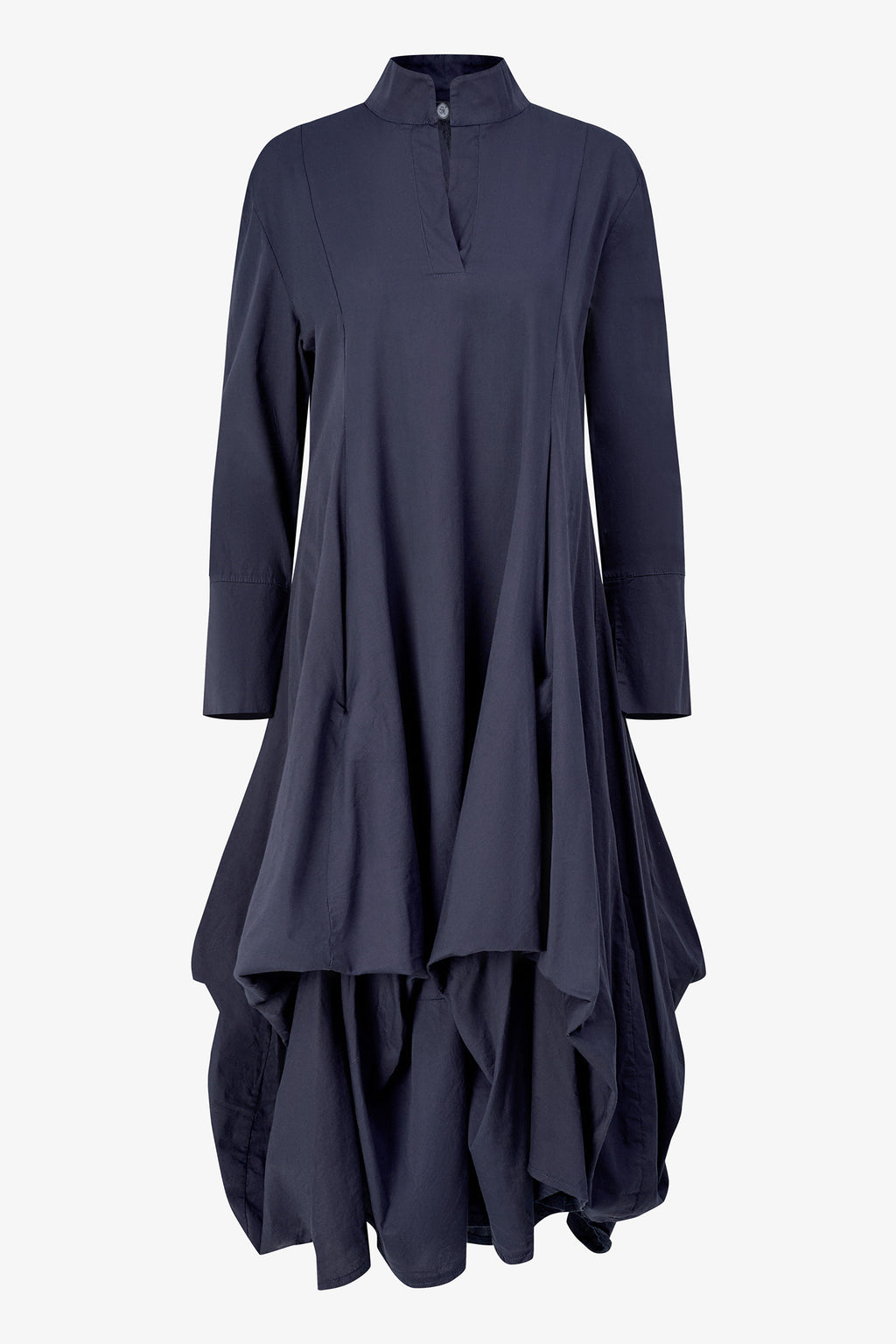 Draped Collar Shirt Dress