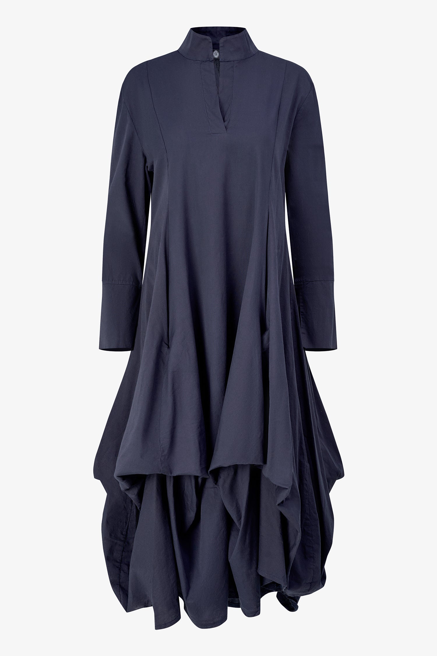 Draped Collar Shirt Dress