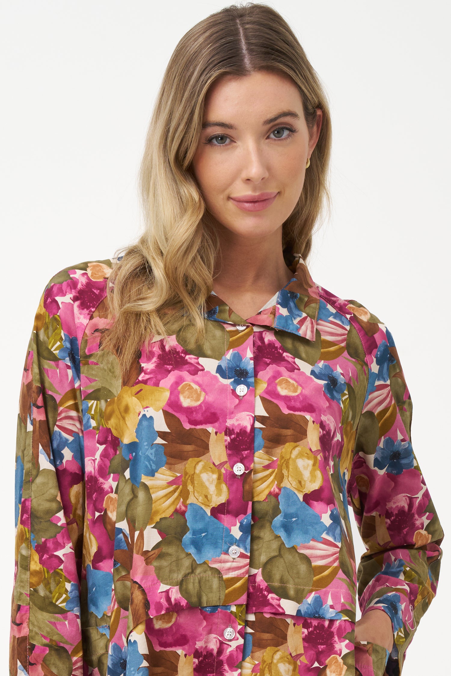 Floral Button-Front Shirt Dress