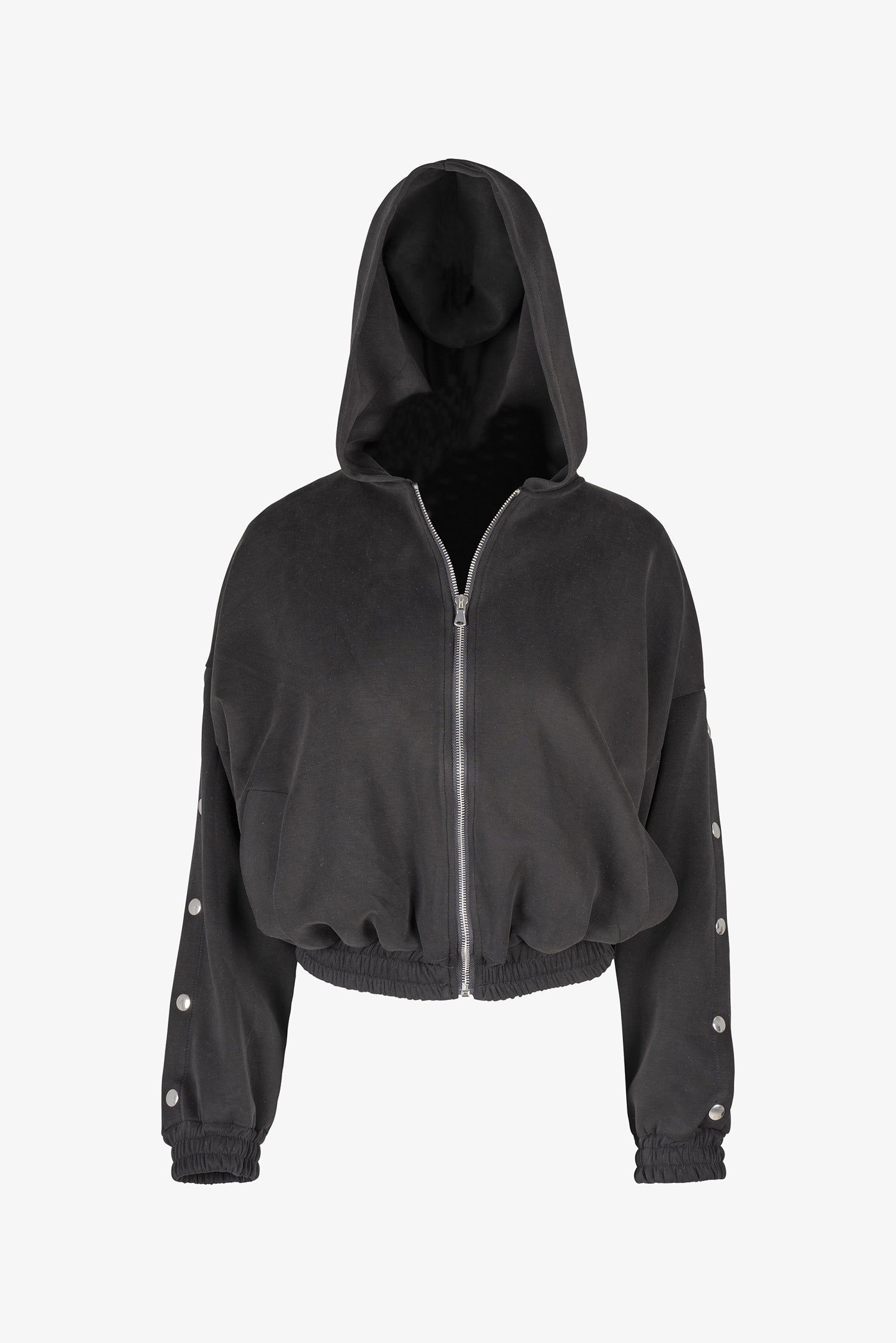 Snap Sleeve Zip Hoodie Sweatshirt