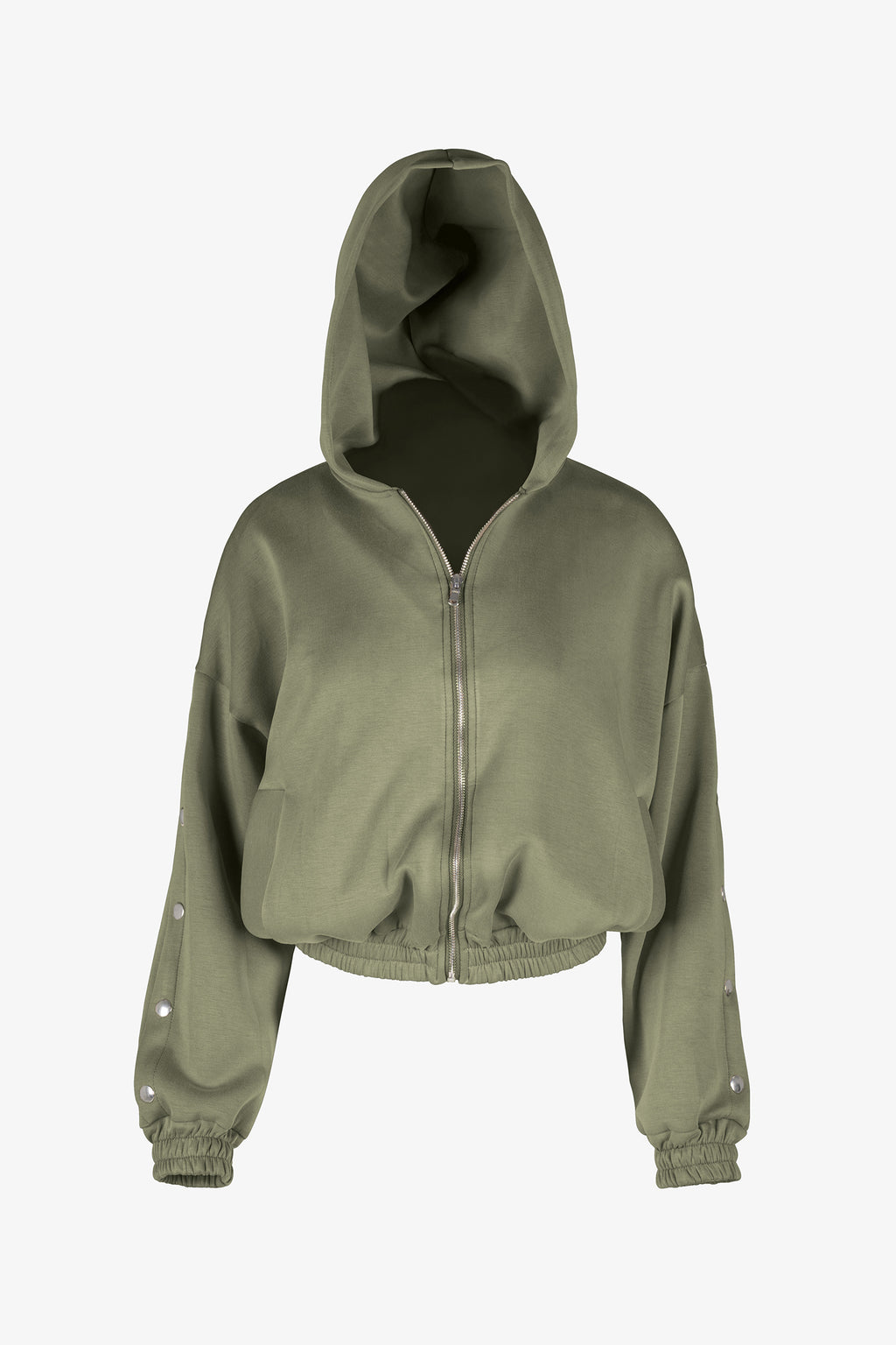 Snap Sleeve Zip Hoodie Sweatshirt