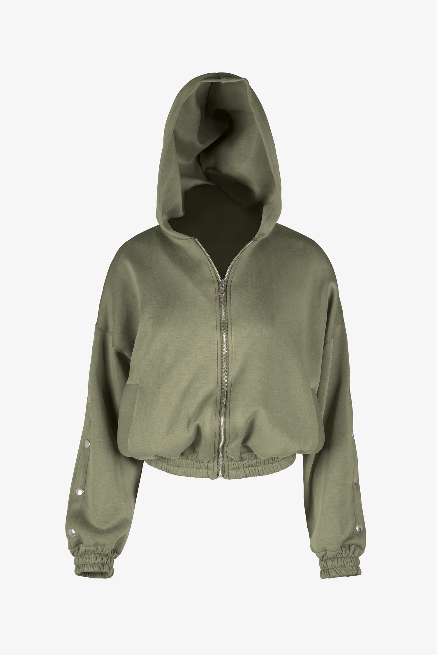 Snap Sleeve Zip Hoodie Sweatshirt