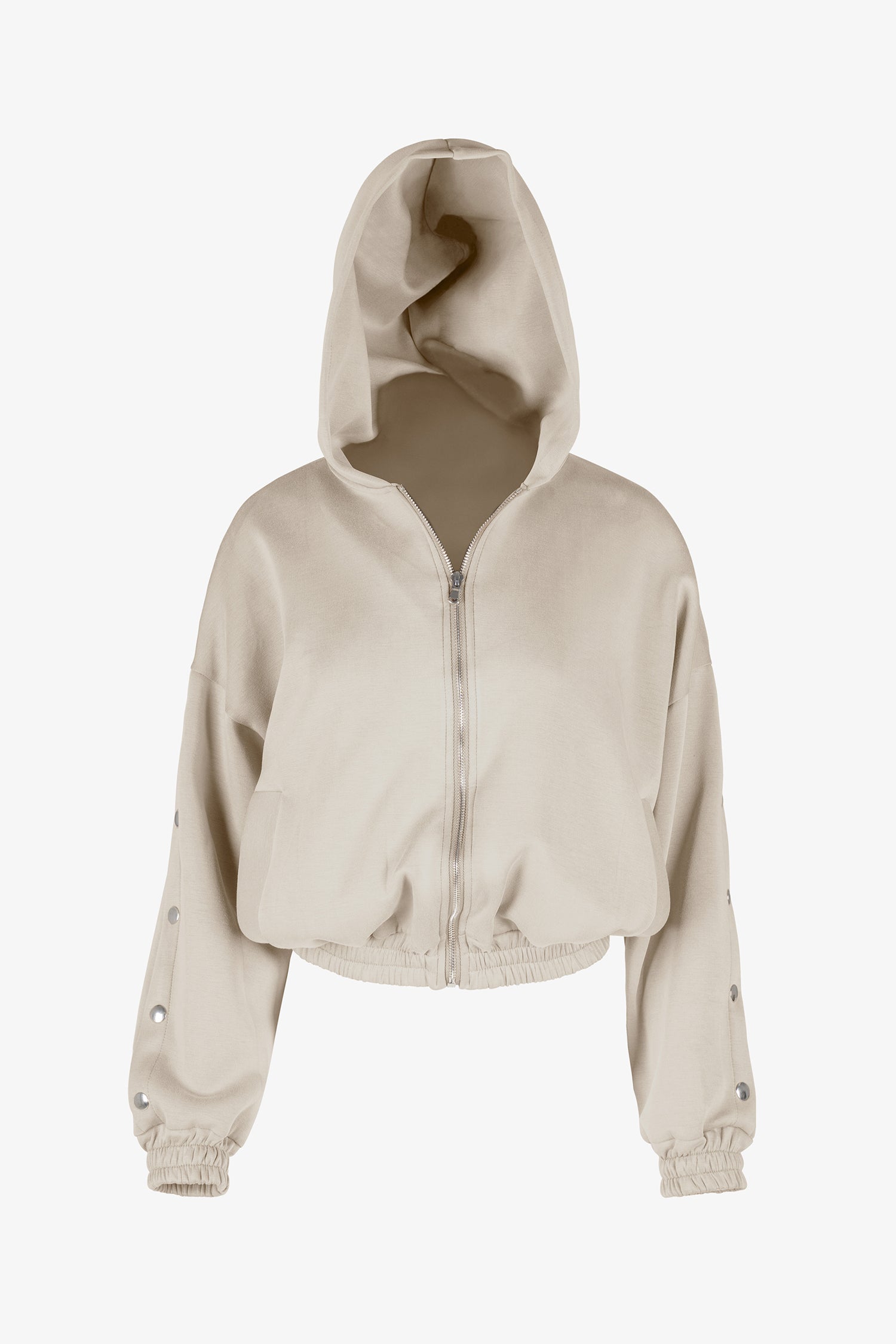 Snap Sleeve Zip Hoodie Sweatshirt