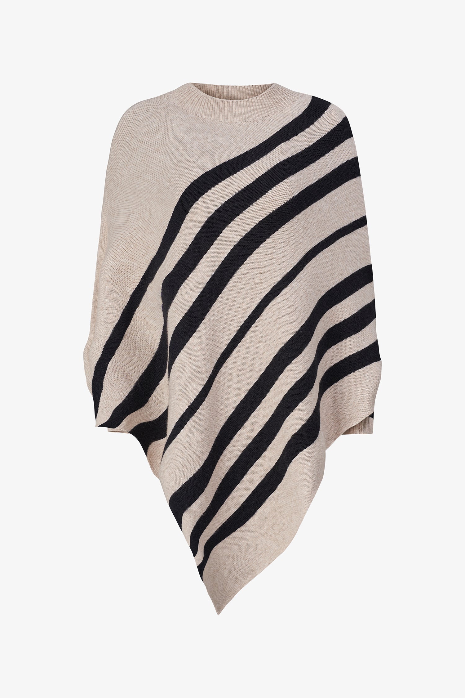 Diagonal Stripe Knit Poncho