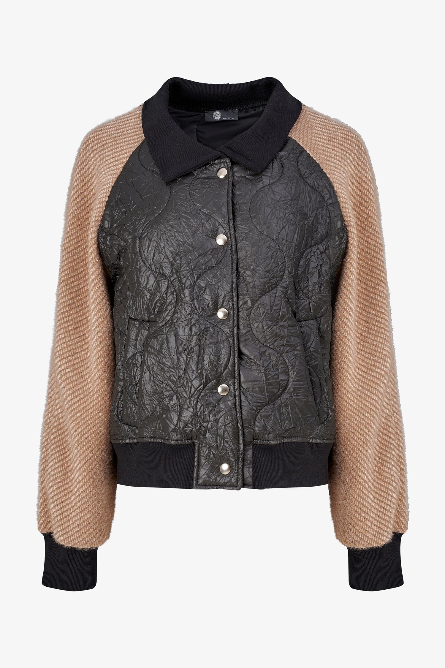 Mixed Texture Bomber Jacket
