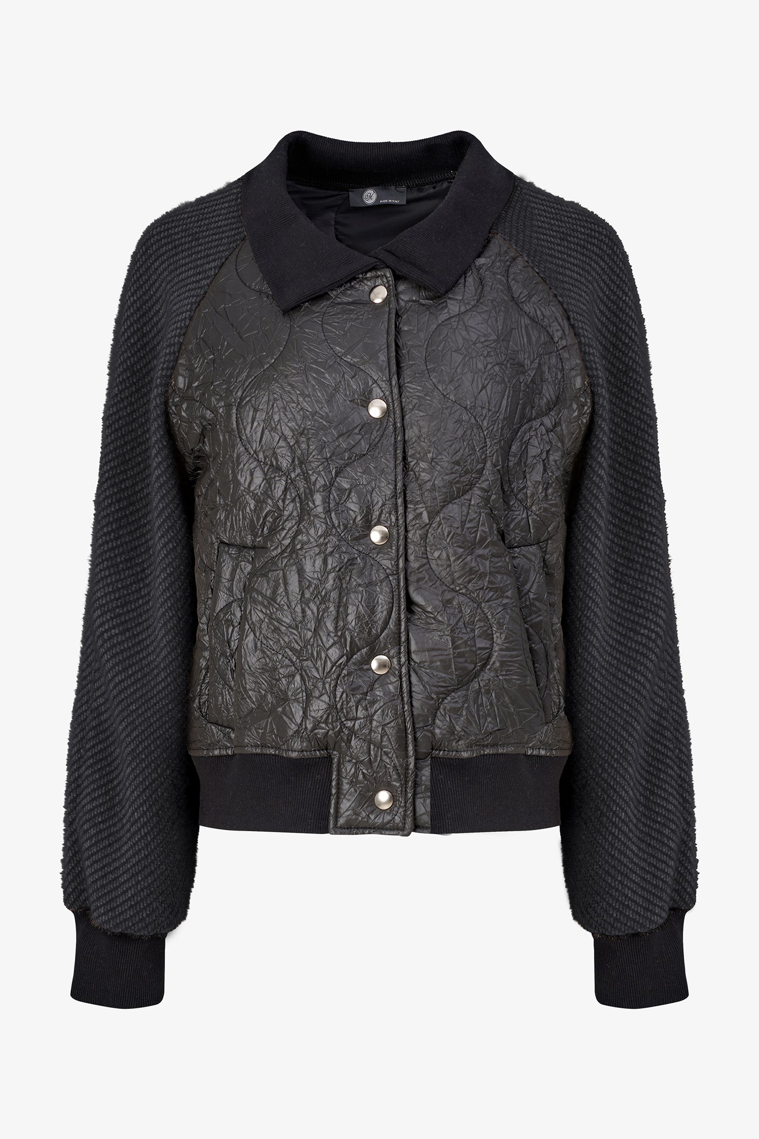 Mixed Texture Bomber Jacket