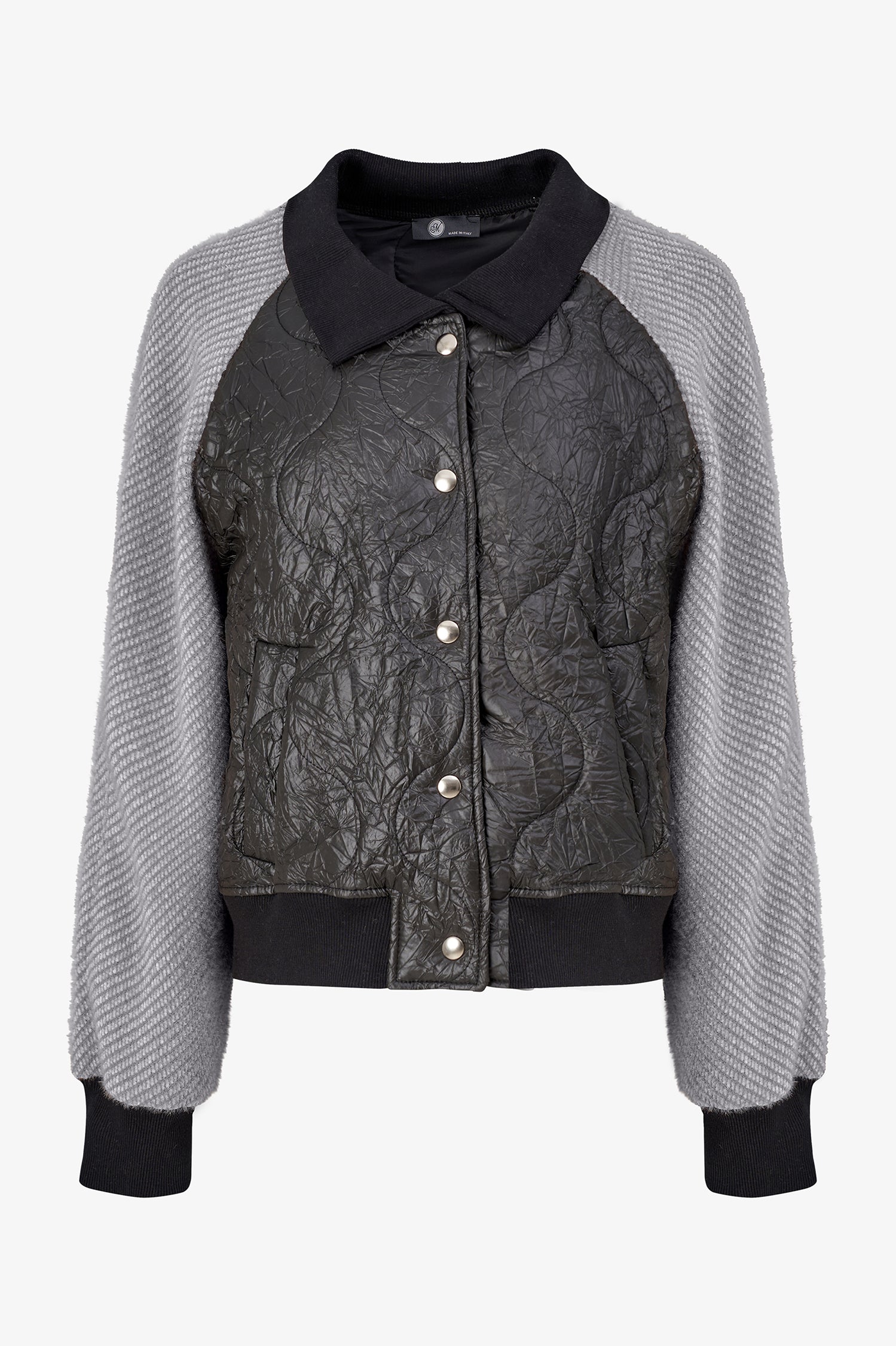 Mixed Texture Bomber Jacket