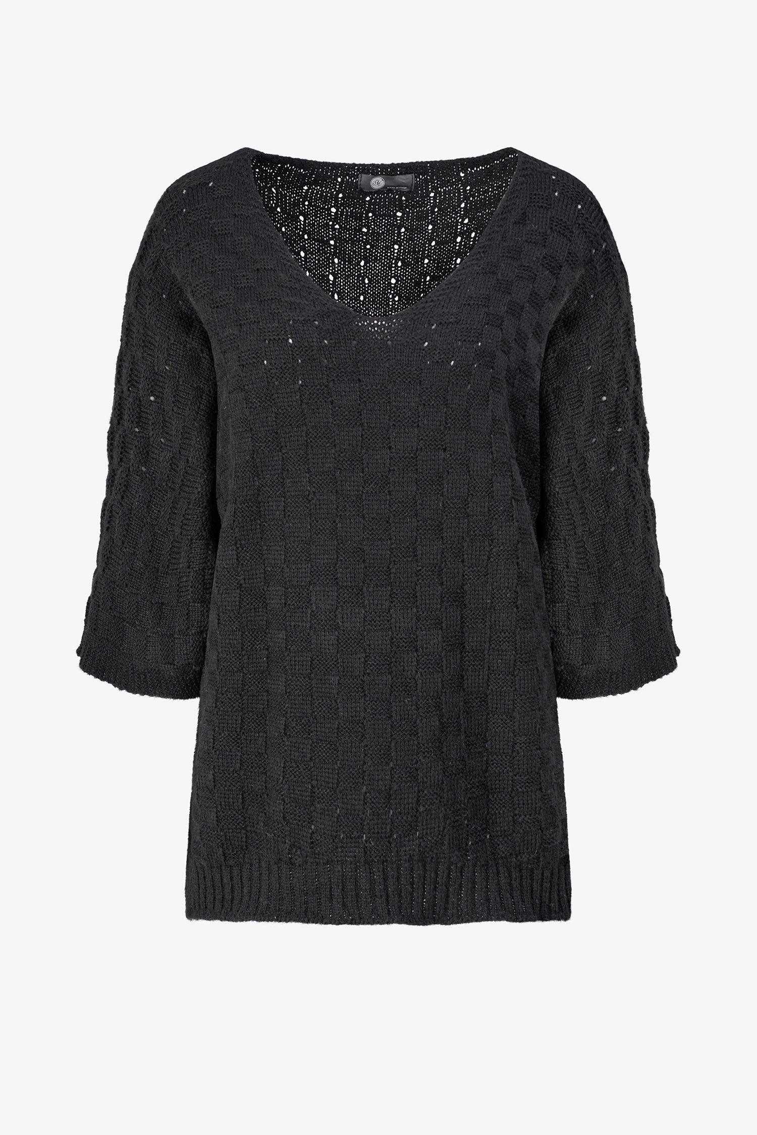 Textured Knit V-Neck Sweater
