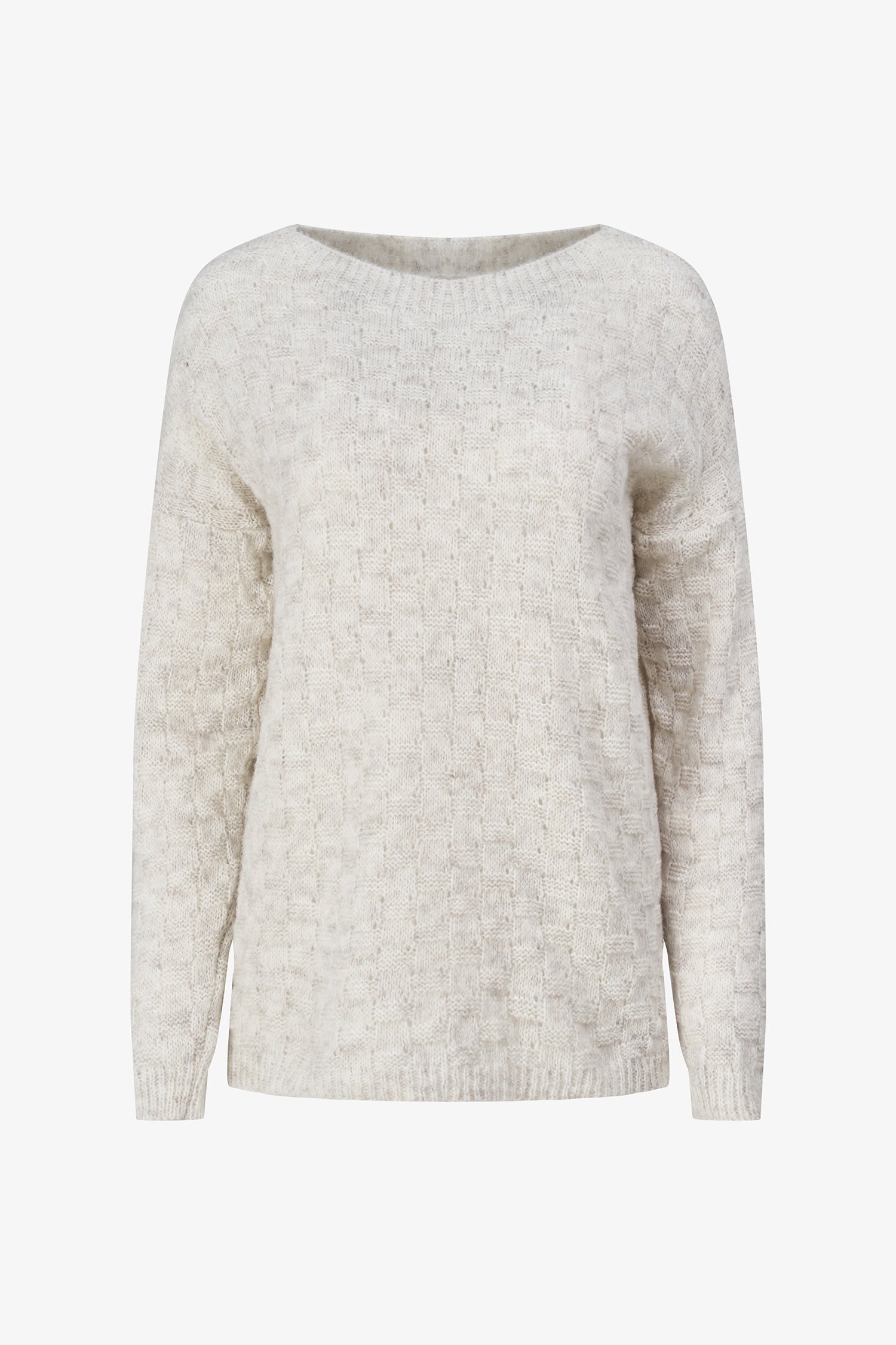 Checker Knit Crewneck Sweater