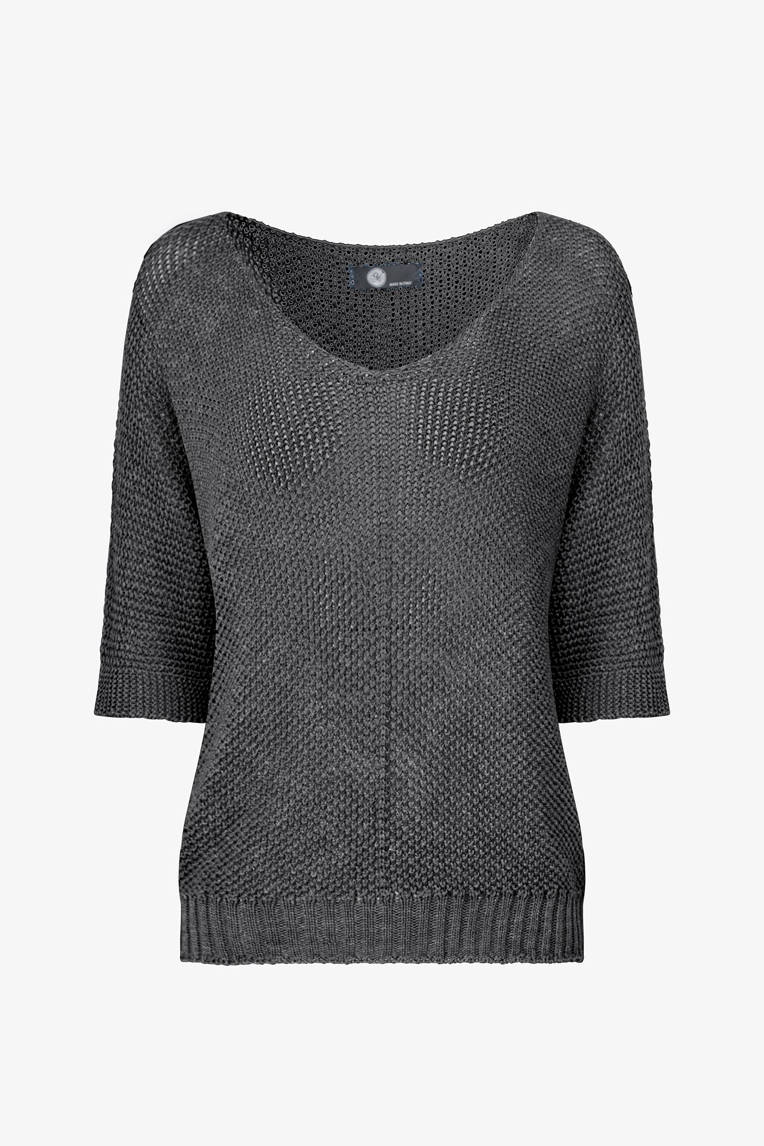 V-Neck Short Sleeve Knit Sweater