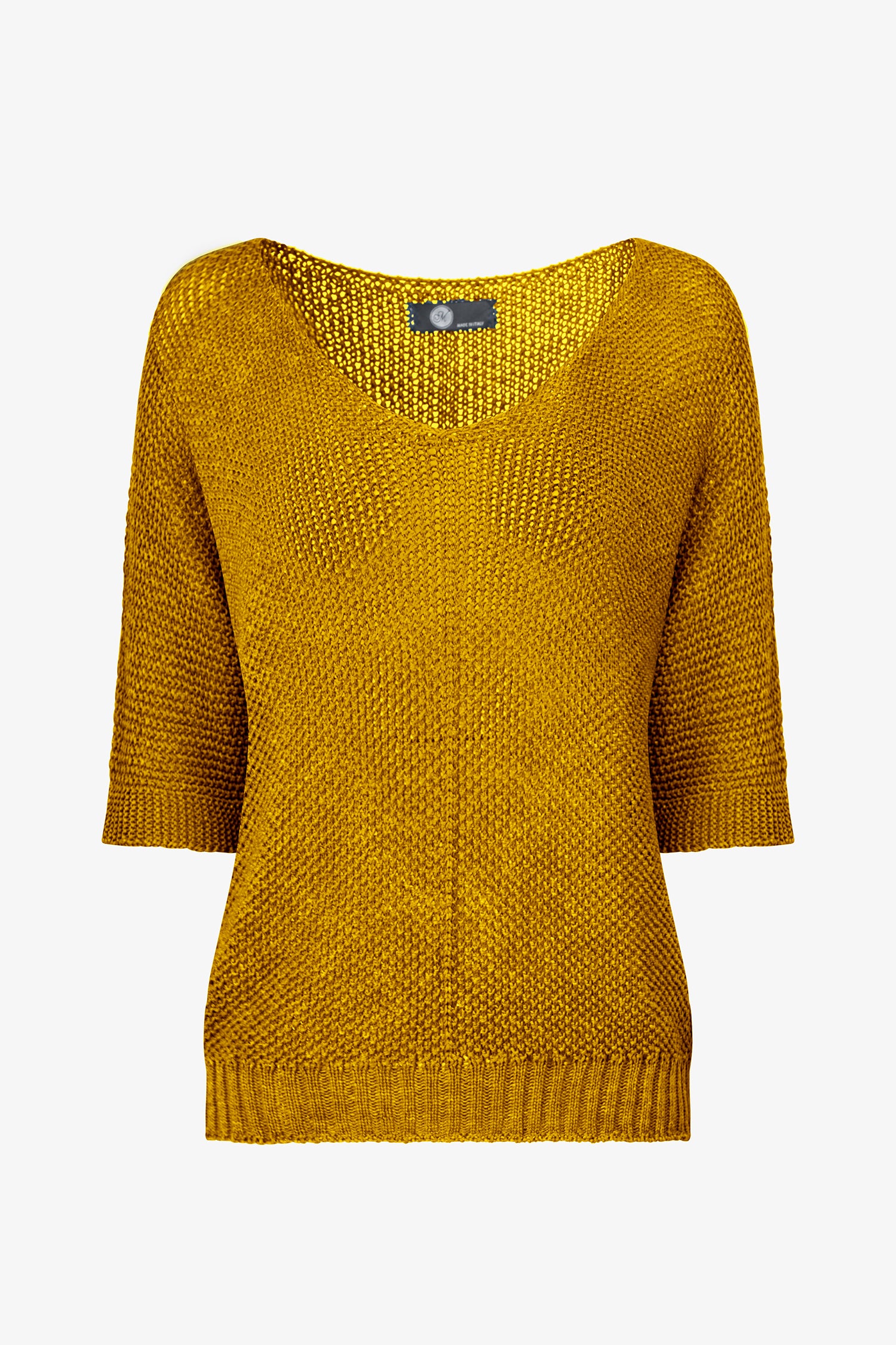 V-Neck Short Sleeve Knit Sweater