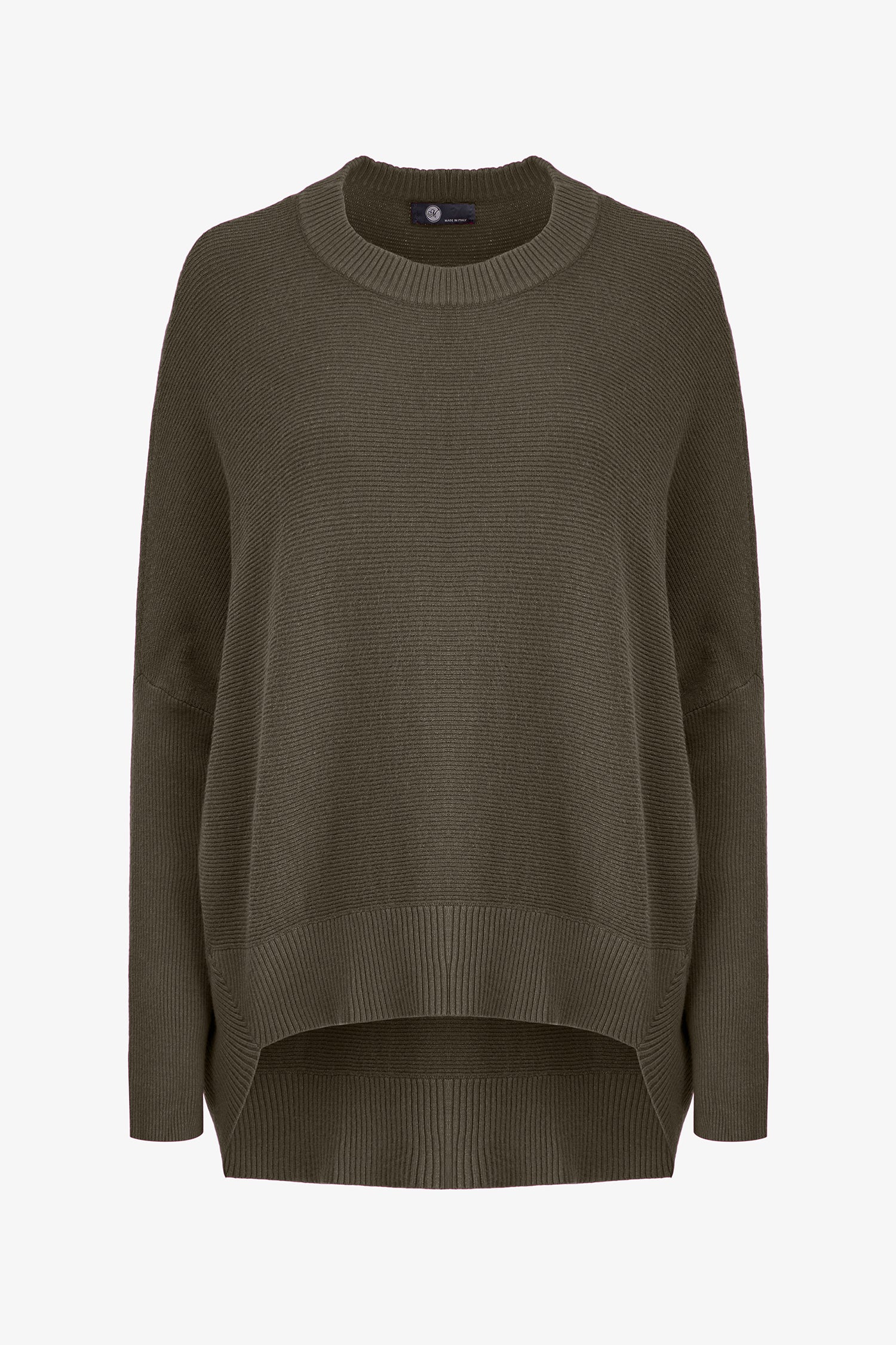 Ribbed High-Low Knit Sweater