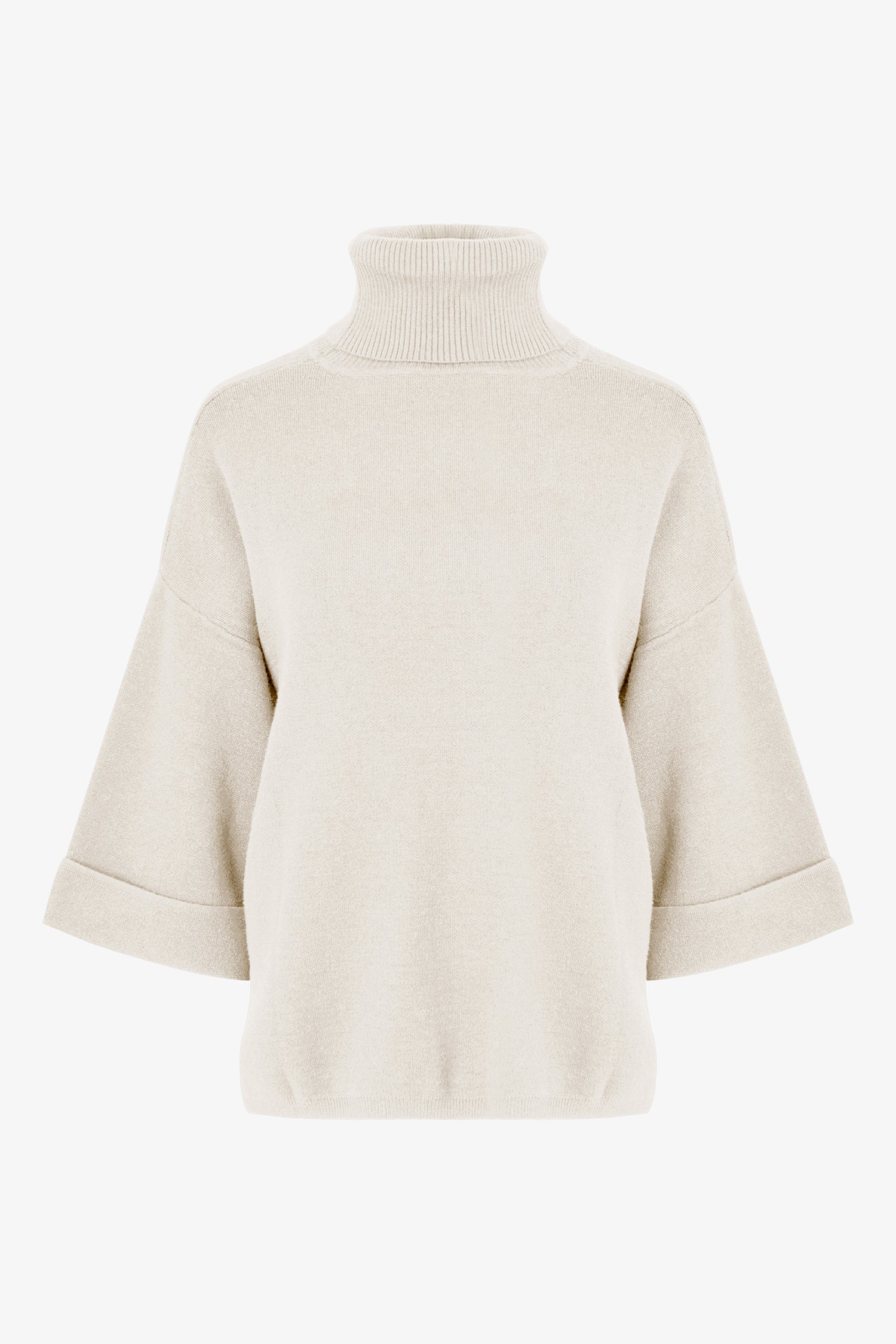 Folded Sleeve Turtleneck Sweater